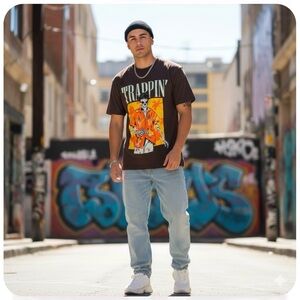 Million Dolla Motive "TRAPPIN" Brown Graphic Tee - Size Large